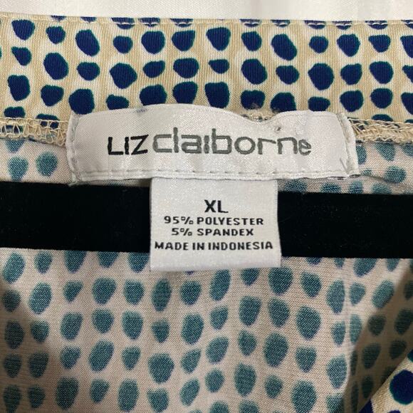 Liz Claiborne XL Sleeveless High-Low Hem Blouse Green Ombre Polka Dot Print - Picture 2 of 8
